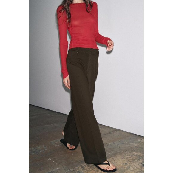 ZARA JEANS ZW COLLECTION TAILORED WIDE LEG HIGH-WAIST - Picture 1 of 7
